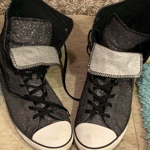 Size 11 Black Glitter Converse Hightops